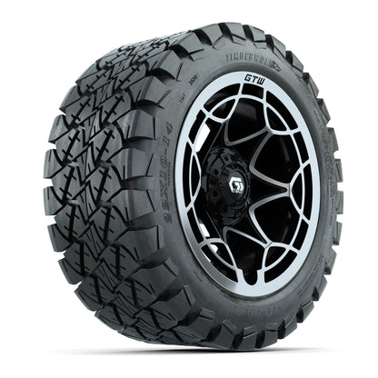 GTW® Nexus Gloss Black/Silver 14 in Wheels with 22x10-14 Timberwolf All-Terrain Tires – Full Set