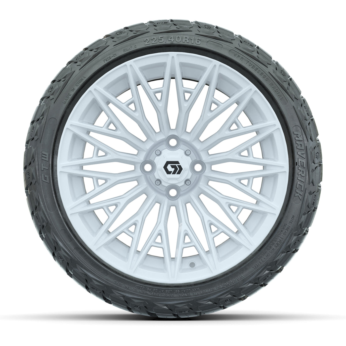 GTW Blur Gloss White 16 in Wheels with 225/40-R16 Maverick Hybrid Tires – Full Set