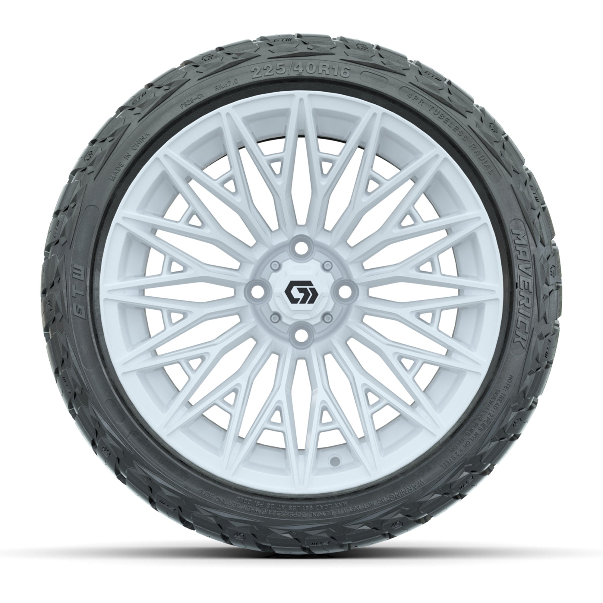 GTW Blur Gloss White 16 in Wheels with 225/40-R16 Maverick Hybrid Tires – Full Set