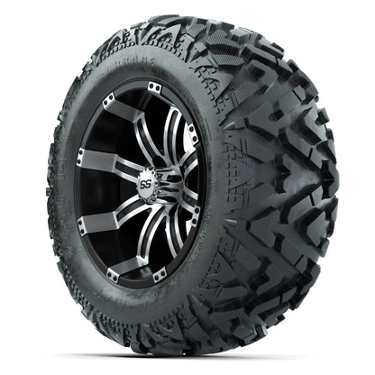 GTW Tempest Black/Machined 14 in Wheels with 25x10-14 Barrag - 3/4 view