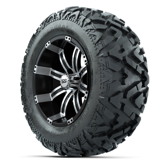 GTW Tempest Black/Machined 14 in Wheels with 25x10-14 Barrag - 3/4 view