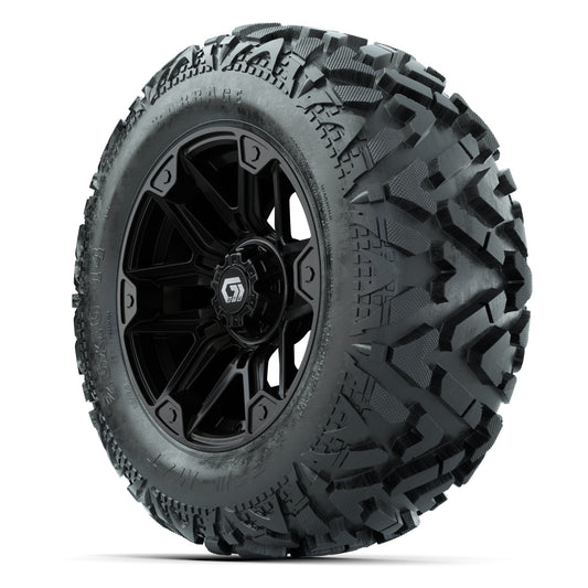 GTW Graffiti Gloss Black 14 in Wheels with 25x10-14 Barrage  - 3/4 view