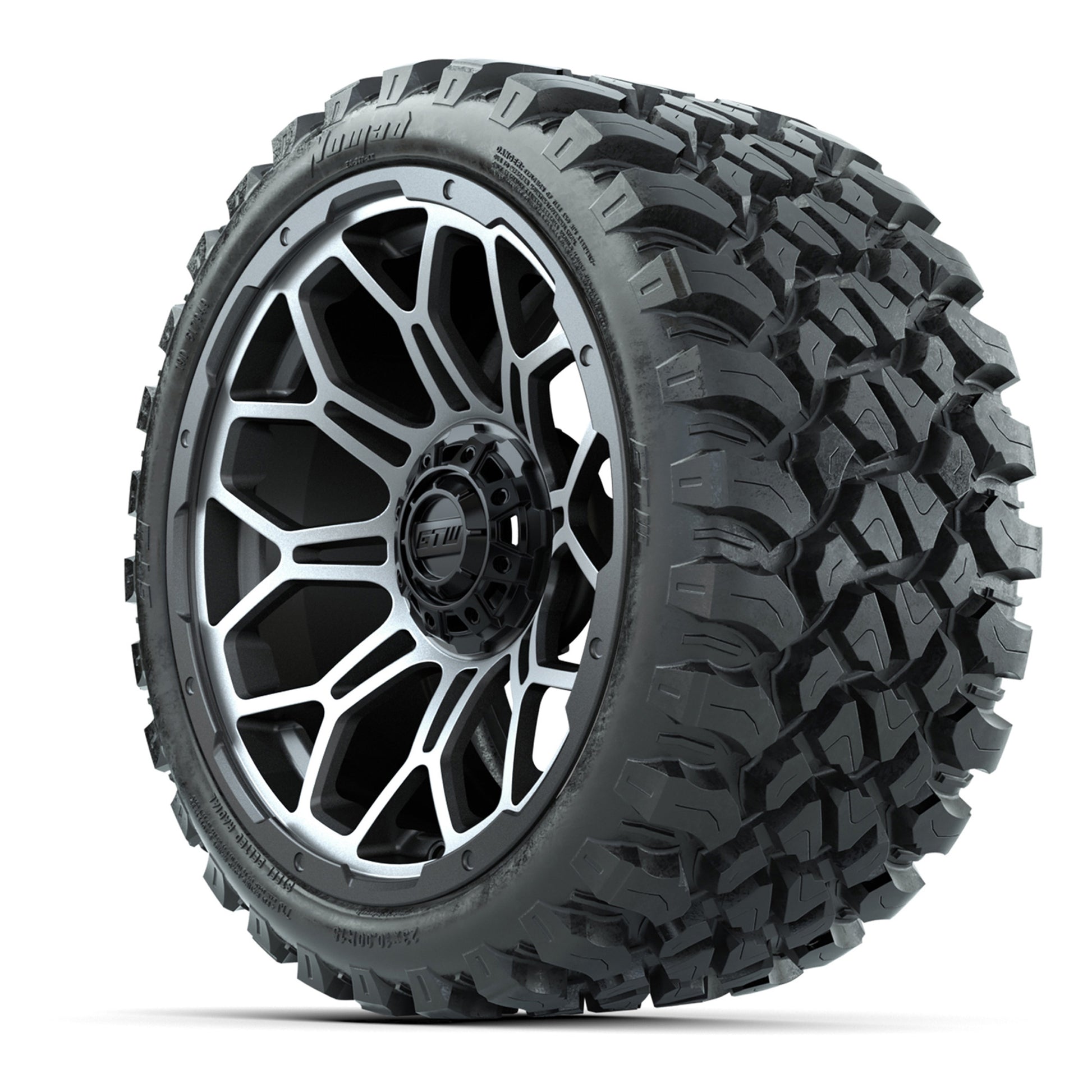 Set of (4) 15″ GTW Bravo Matte Gray Wheels with 23x10-R15 Nomad All-Terrain Tires