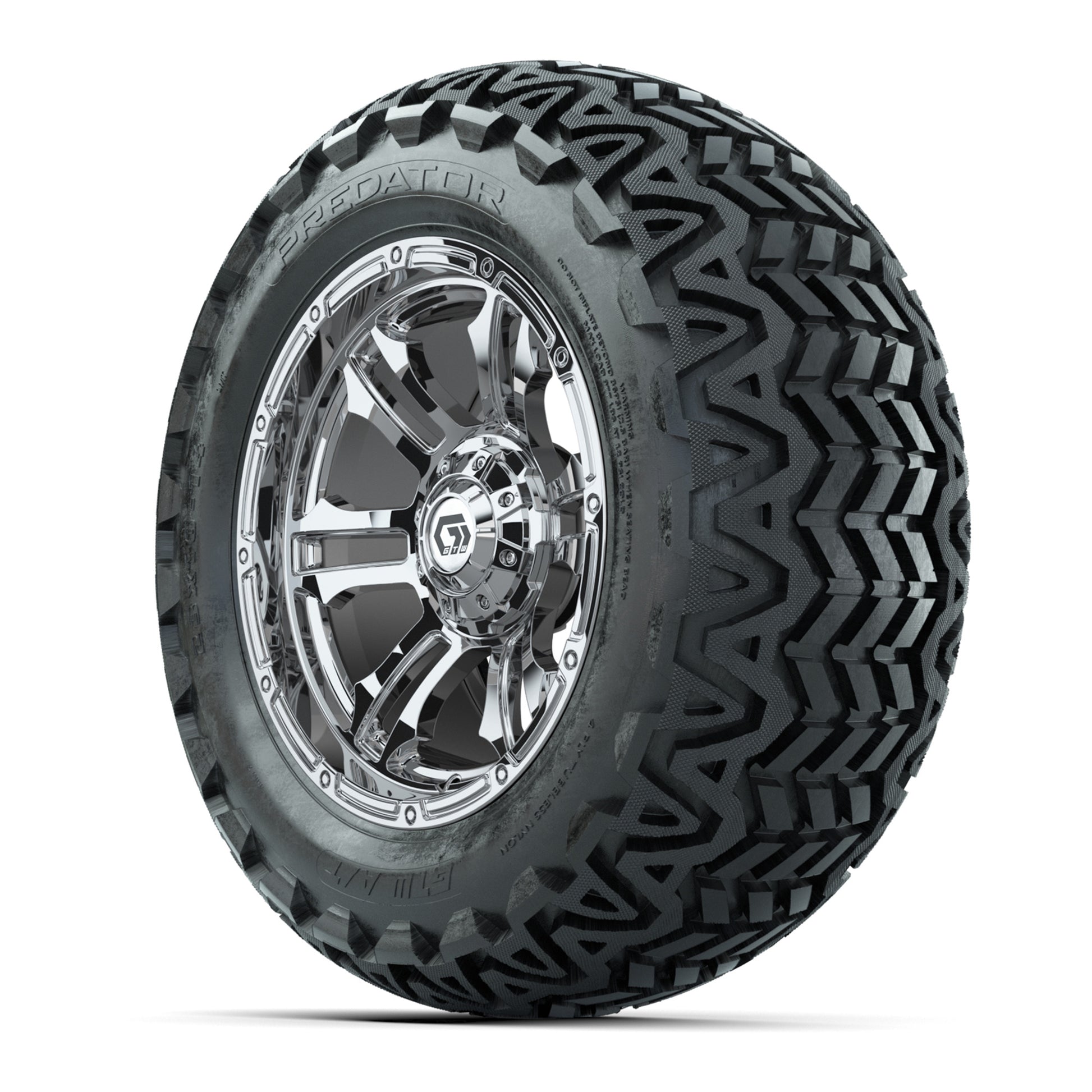 GTW® Shogun Chrome 14 in Wheels with 23x10-14 Predator All-T - 3/4 view