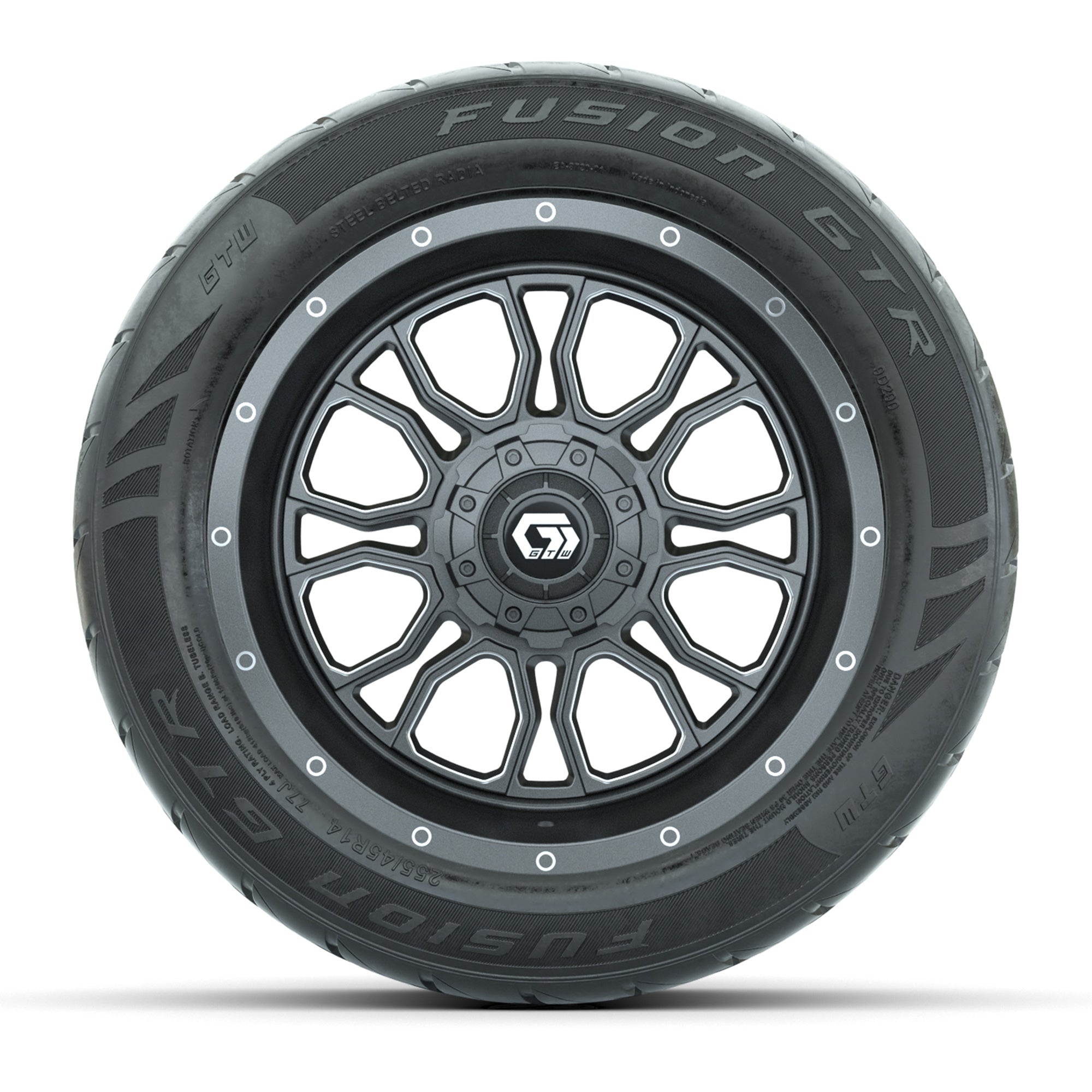 GTW® Volt Gunmetal 14 in Wheels with 255/45-R14 Fusion GTR S - 3/4 view