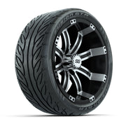 GTW® Tempest Black/Machined 14 in Wheels with 205/40-R14 Fusion GTR Steel Belt Radial Street Tires – Full Set
