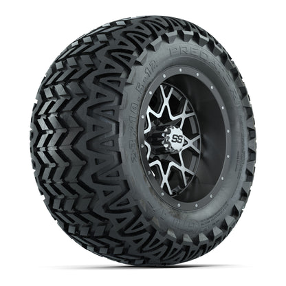 GTW® Vortex 2 Matte Gray/Machined 12 in Wheels with 23X10.5-12 Predator All-Terrain Tires – Full Set