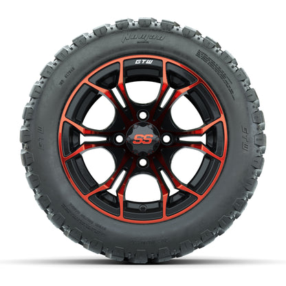 GTW® Spyder Black/Red 12 in Wheels with 20X10-12 Nomad Steel Belt Radial All-Terrain Tires – Full Set
