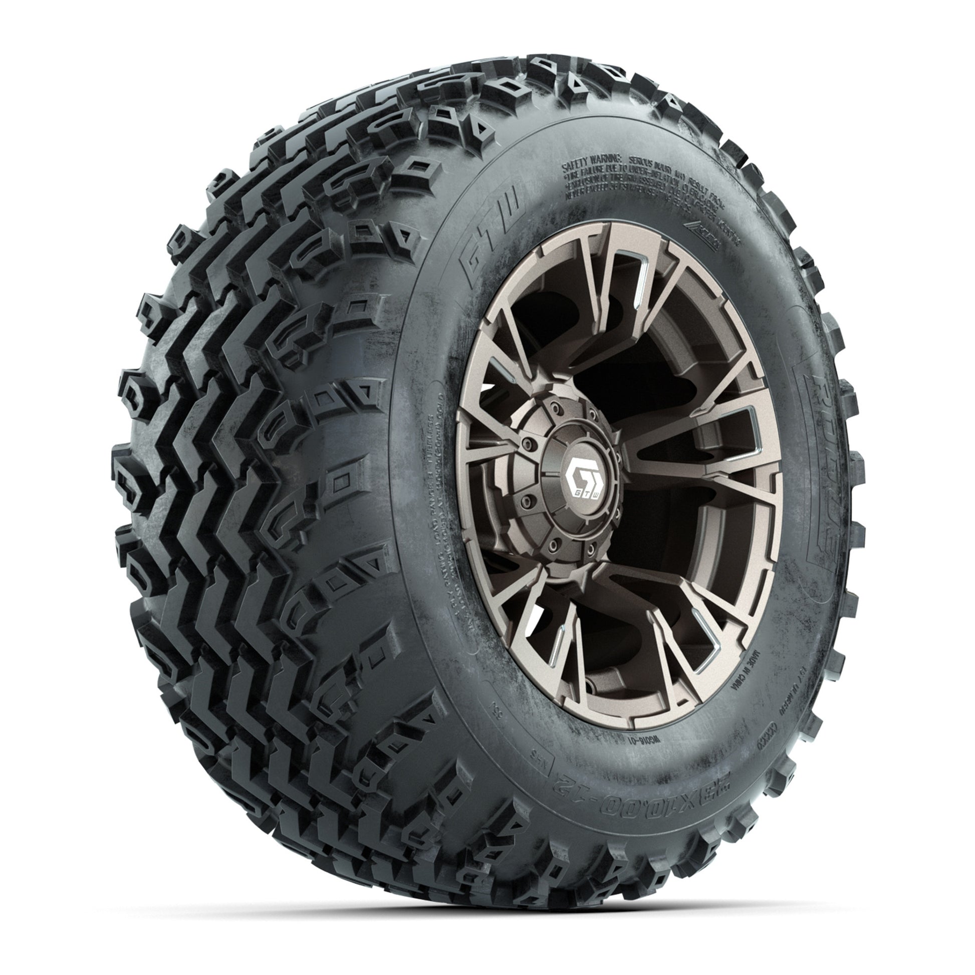 GTW® Vandal Bronze/Machined 12 in Wheels with 23X10.00-12 Rogue All-Terrain Tires – Full Set