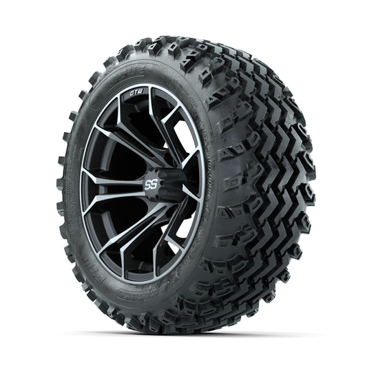 GTW Spyder Machined/Grey 14 in Wheels with 23x10.00-14 Rogue - 3/4 view