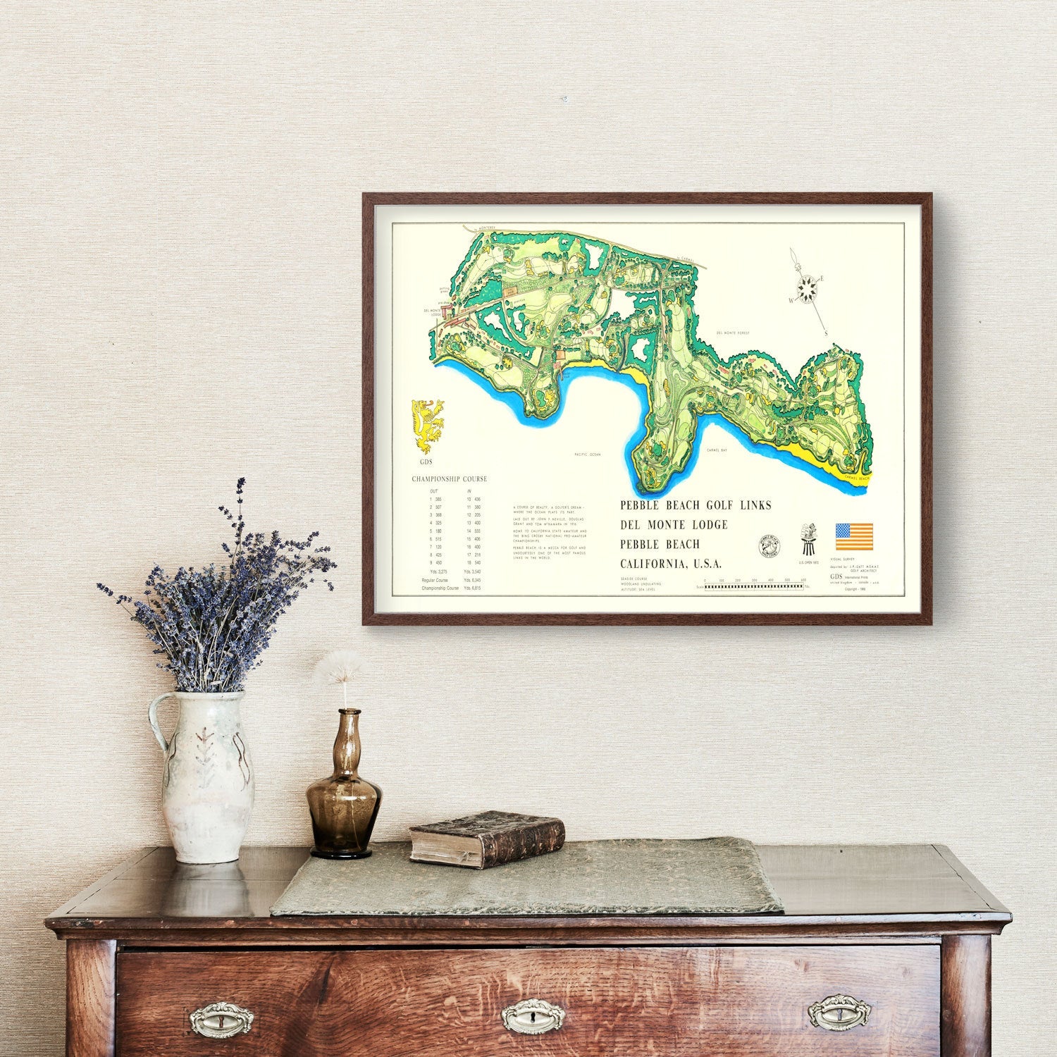 Vintage Map of Pebble Beach Golf Links, 1968