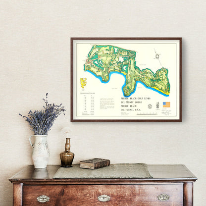 Vintage Map of Pebble Beach Golf Links, 1968