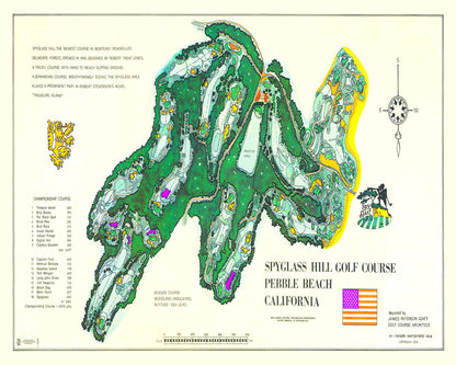 Vintage Map of Spyglass Hill Golf Course, 1974