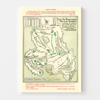 Vintage Map of Augusta National Golf Course, 1954