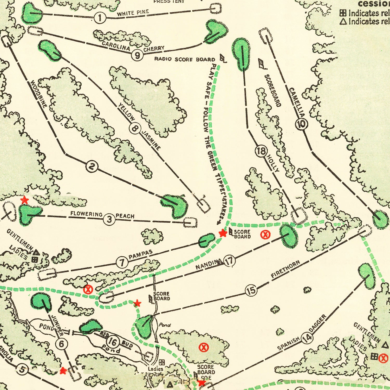 Vintage Map of Augusta National Golf Course, 1954