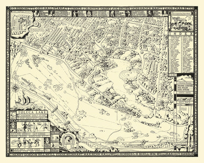 Vintage Map of Toluca Lake Lakeside Golf Course, 1936