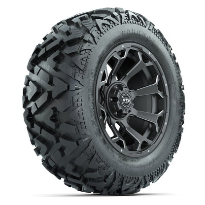 GTW Raven Matte Gray/Ball Mill 14 in Wheels with 25x10-14 Barrage Mud Tires – Full Set