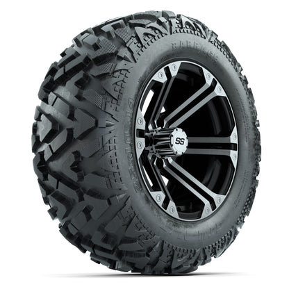 GTW Specter Black/Machined 14 in Wheels with 25x10-14 Barrage Mud Tires – Full Set