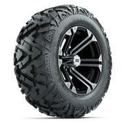 GTW Specter Black/Machined 14 in Wheels with 25x10-14 Barrage Mud Tires – Full Set
