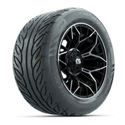 GTW® Stellar Black/Machined 14 in Wheels with 255/45-R14 Fusion GTR Steel Belt Radial Street Tires – Full Set