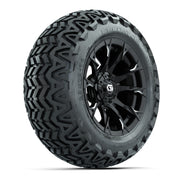 GTW® Diablo Gloss Black/Machined 14 in Wheels with 23x10-14 Predator All-Terrain Tires – Full Set