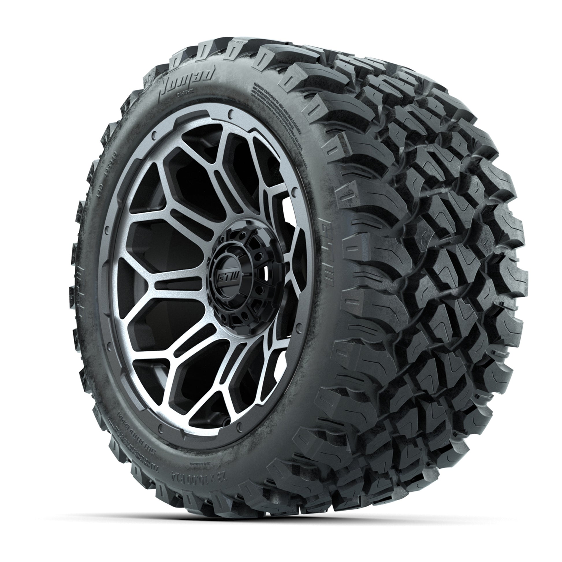 Set of (4) 14 in GTW Bravo Wheels with 23x10-14 GTW Nomad Al - 3/4 view