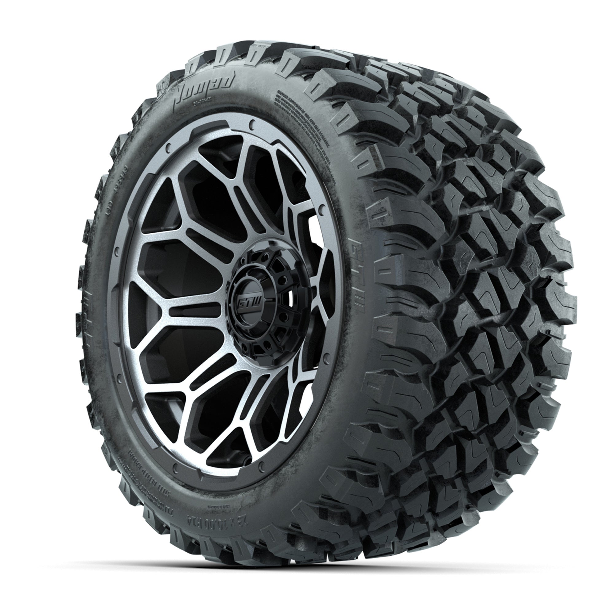 Set of (4) 14 in GTW Bravo Wheels with 23x10-14 GTW Nomad Al - 3/4 view
