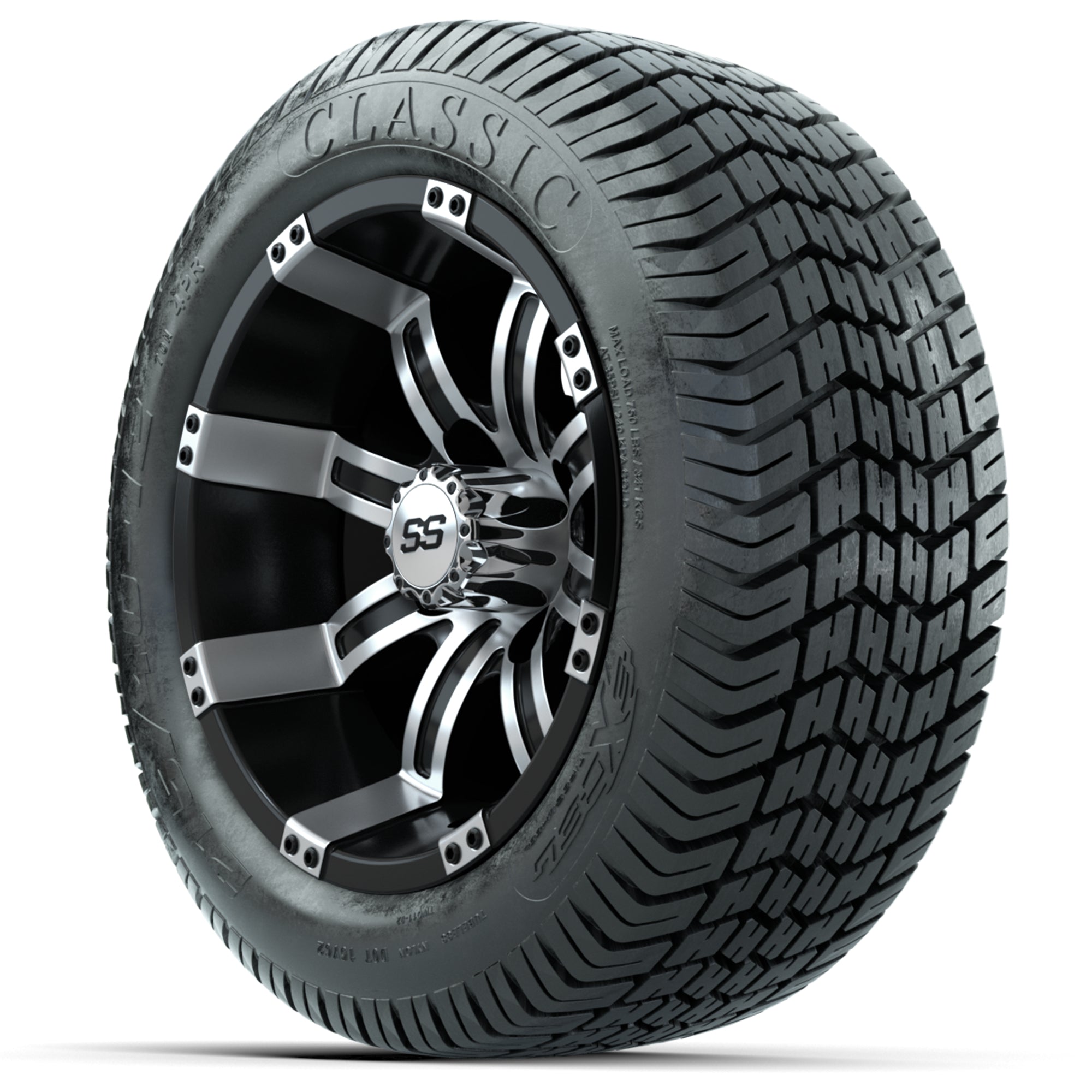 Set of (4) 12 in GTW Tempest Wheels with 215/40-12 Excel Classic Street Tires