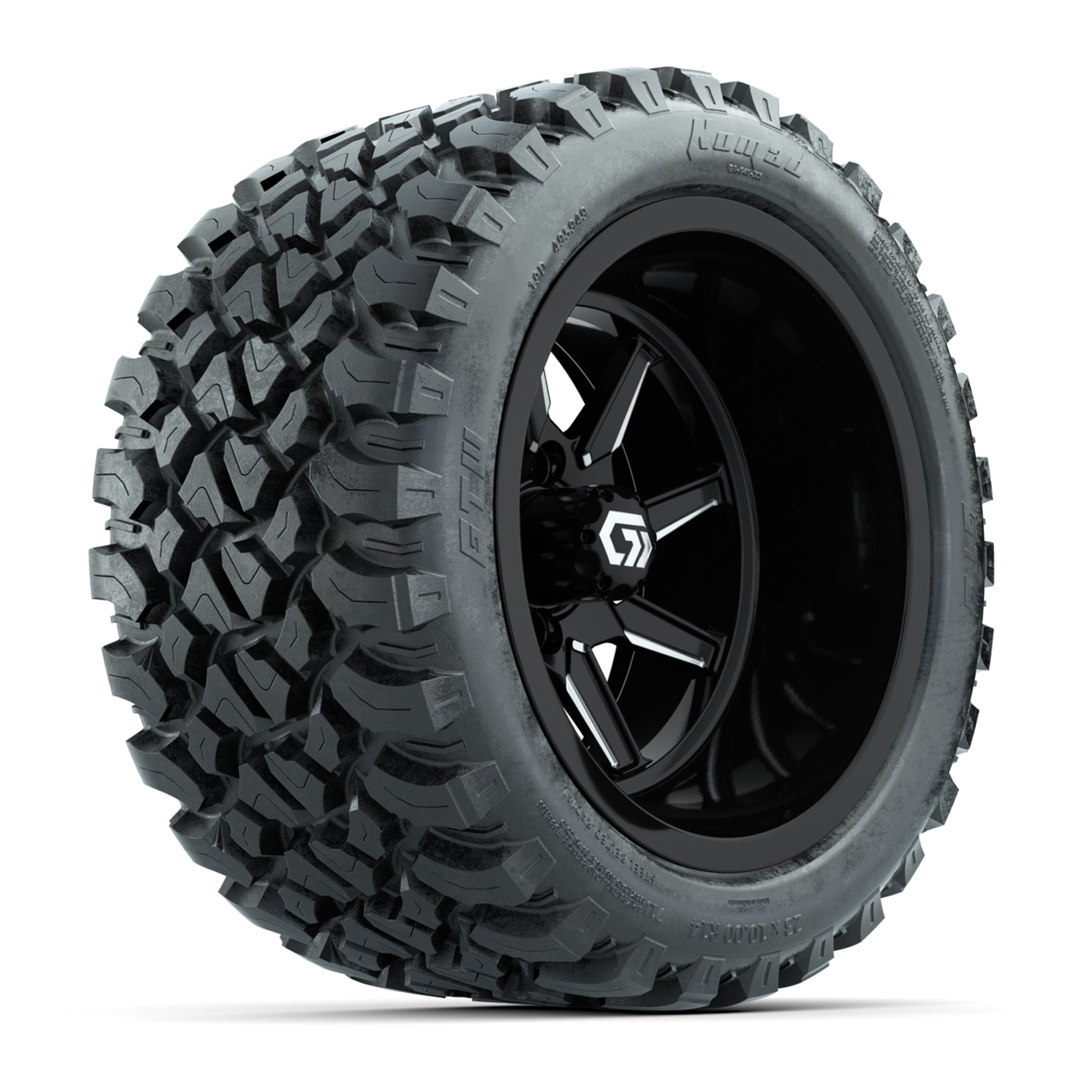 GTW Reaper Black/Machined 14 in Wheels with 23X10-R14 Nomad Steel Belt Radial All-Terrain Tires – Full Set