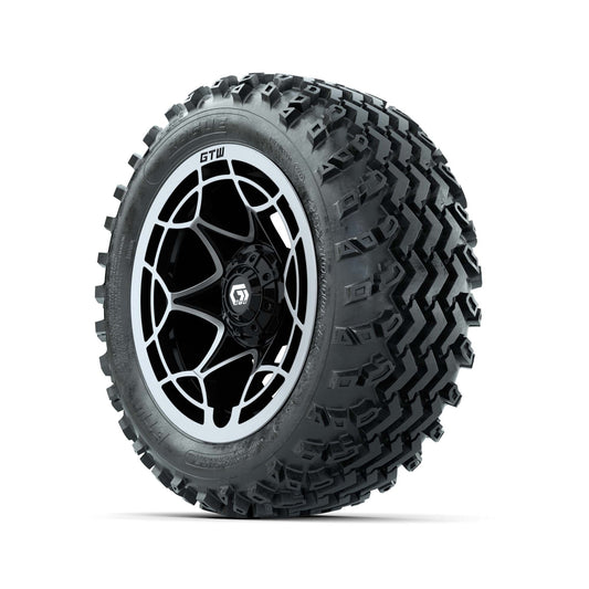 GTW® Nexus Black/Silver 14 in Wheels with 23X10.00-14 Rogue  - 3/4 view