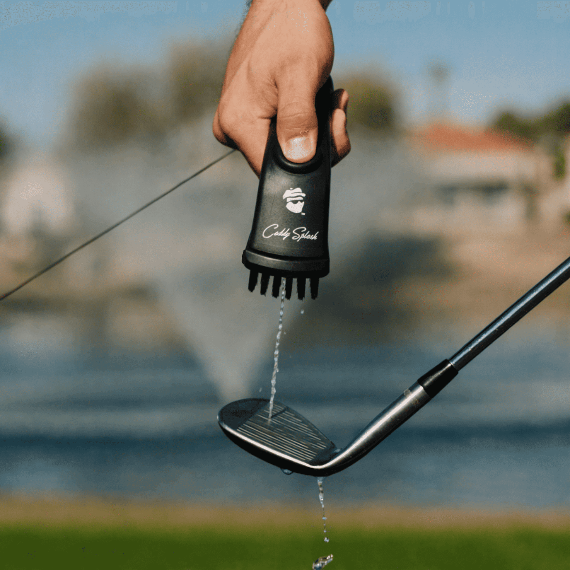 Golf Pocket Mag Towel - Black & Golf Club Water Brush Pro Bundle