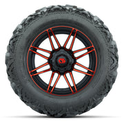 GTW Stealth Red/Machined 14 in Wheels with 25x10-14 Barrage  - front view