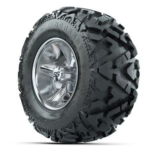 GTW Godfather Chrome 10 in Wheels with 20x10-10 Barrage Mud Tires – Full Set