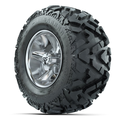 GTW Godfather Chrome 10 in Wheels with 20x10-10 Barrage Mud Tires – Full Set
