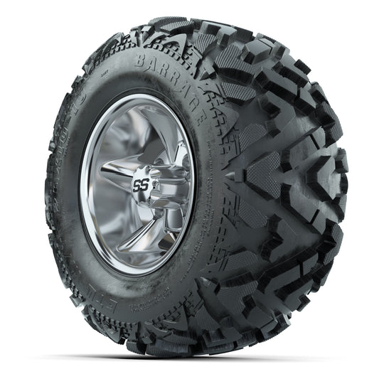 GTW Godfather Chrome 10 in Wheels with 20x10-10 Barrage Mud Tires – Full Set