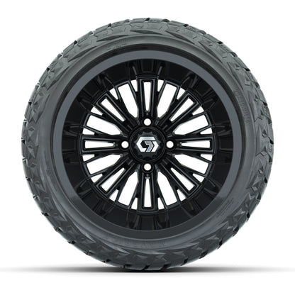 GTW Viper Gloss Black 14 in Wheels with 23X10-R14 Maverick Steel Belted Radial All-Terrain Tires – Full Set
