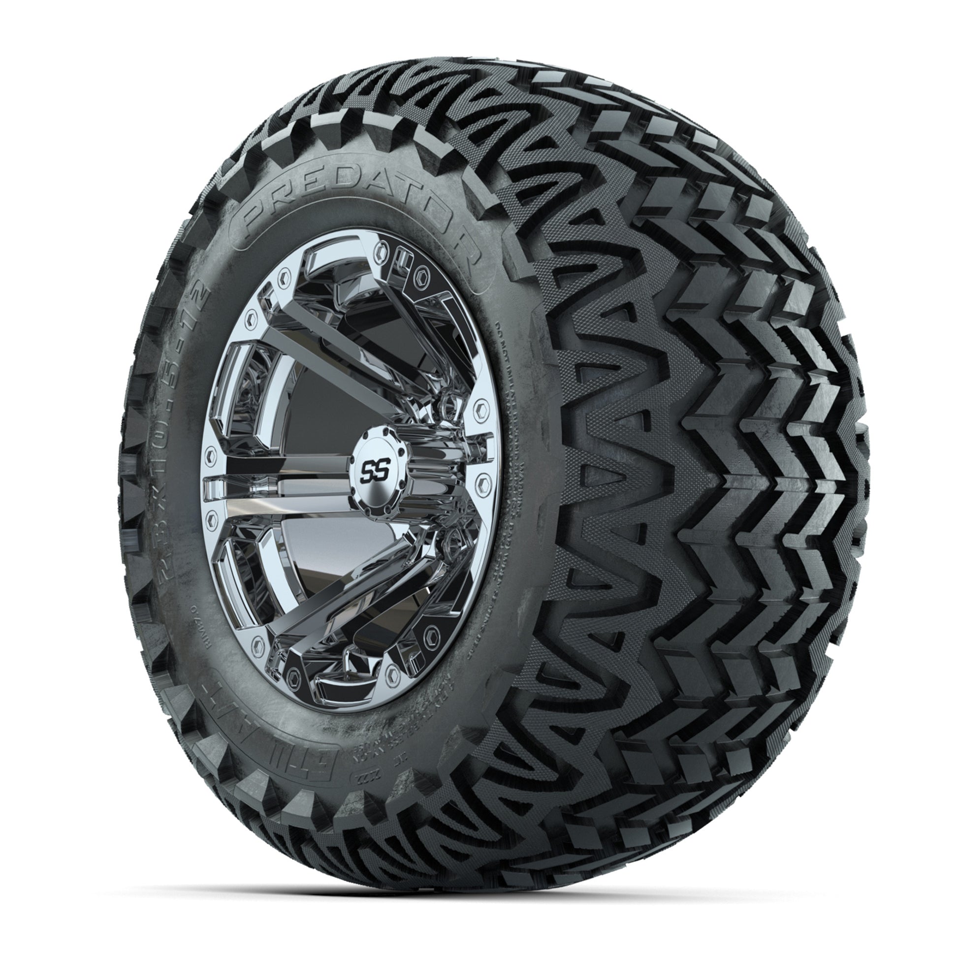 GTW Specter Chrome Wheels with 23in Predator A-T Tires - 12 Inch