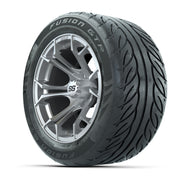 GTW® Spyder Silver Brush 14 in Wheels with 255/45-R14 Fusion - 3/4 view