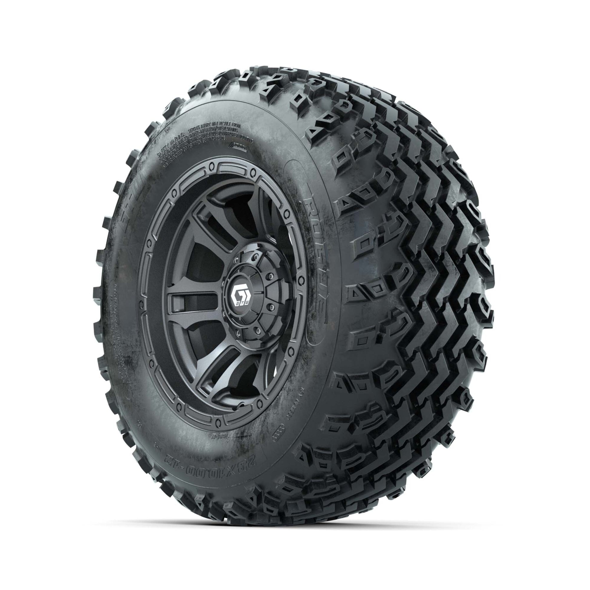 GTW® Shogun Gunmetal 12 in Wheels with 23X10.00-12 Rogue All-Terrain Tires – Full Set