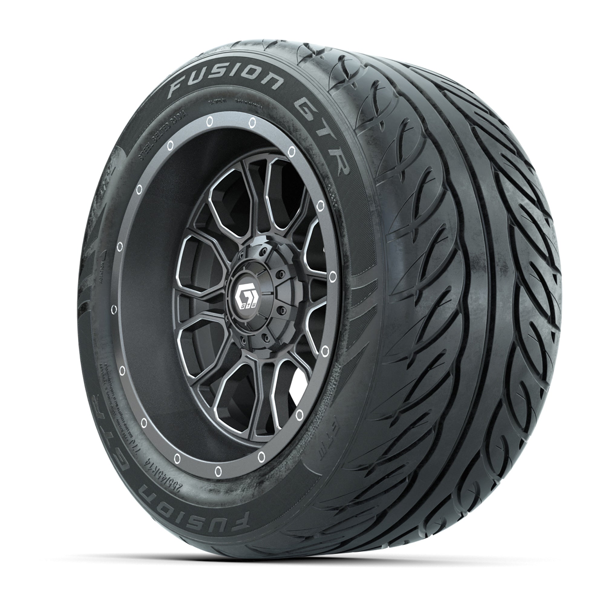 GTW® Volt Gunmetal 14 in Wheels with 255/45-R14 Fusion GTR S - 3/4 view