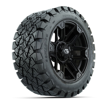 GTW® Graffiti Gloss Black 14 in Wheels with 22x10-14 Timberwolf All-Terrain Tires – Full Set