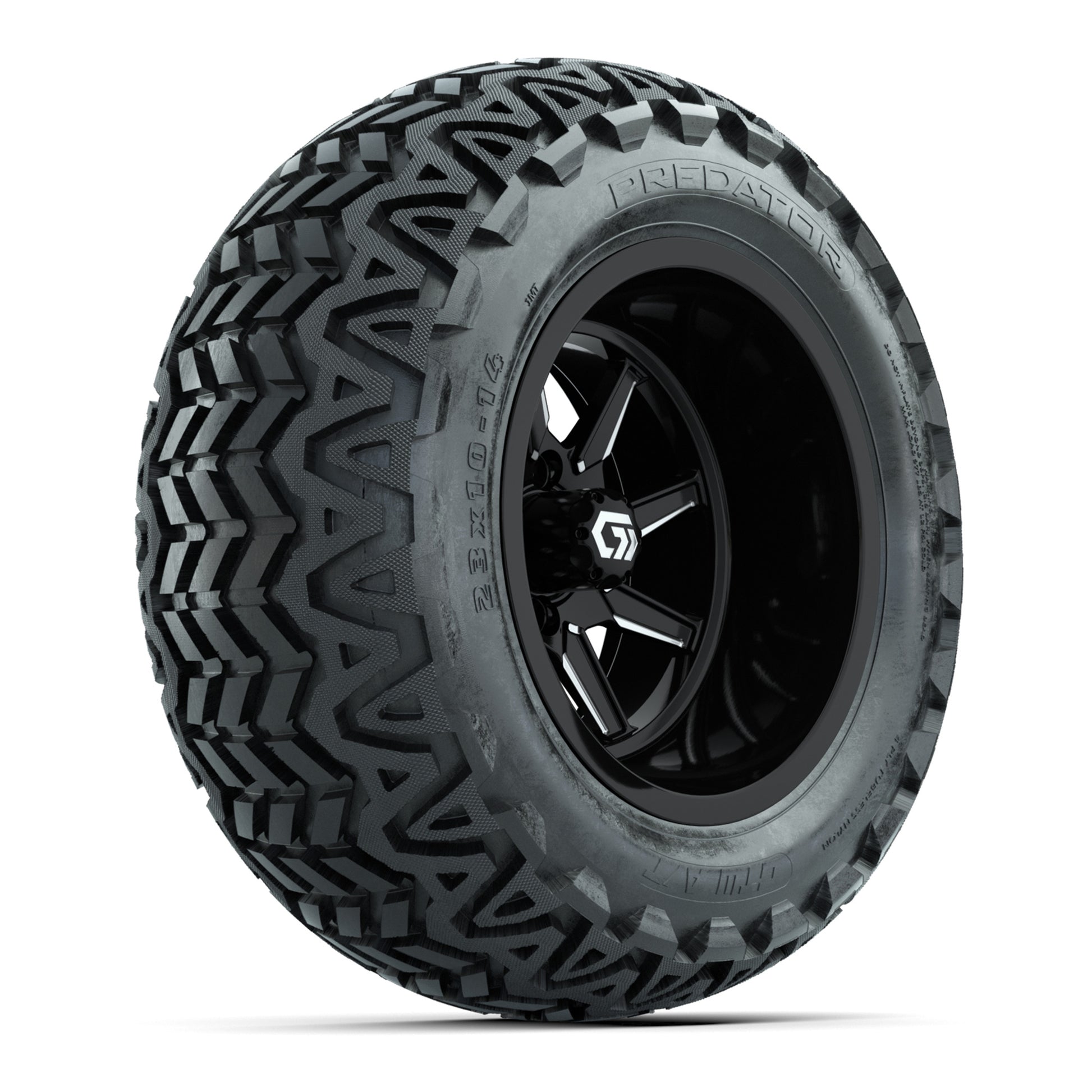 GTW Reaper Black/Machined 14 in Wheels with 23X10-14 Predator All-Terrain Tires – Full Set