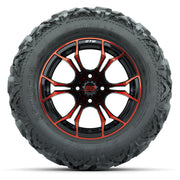 GTW Spyder Black/Red 14 in Wheels with 25x10-14 Barrage Mud  - front view