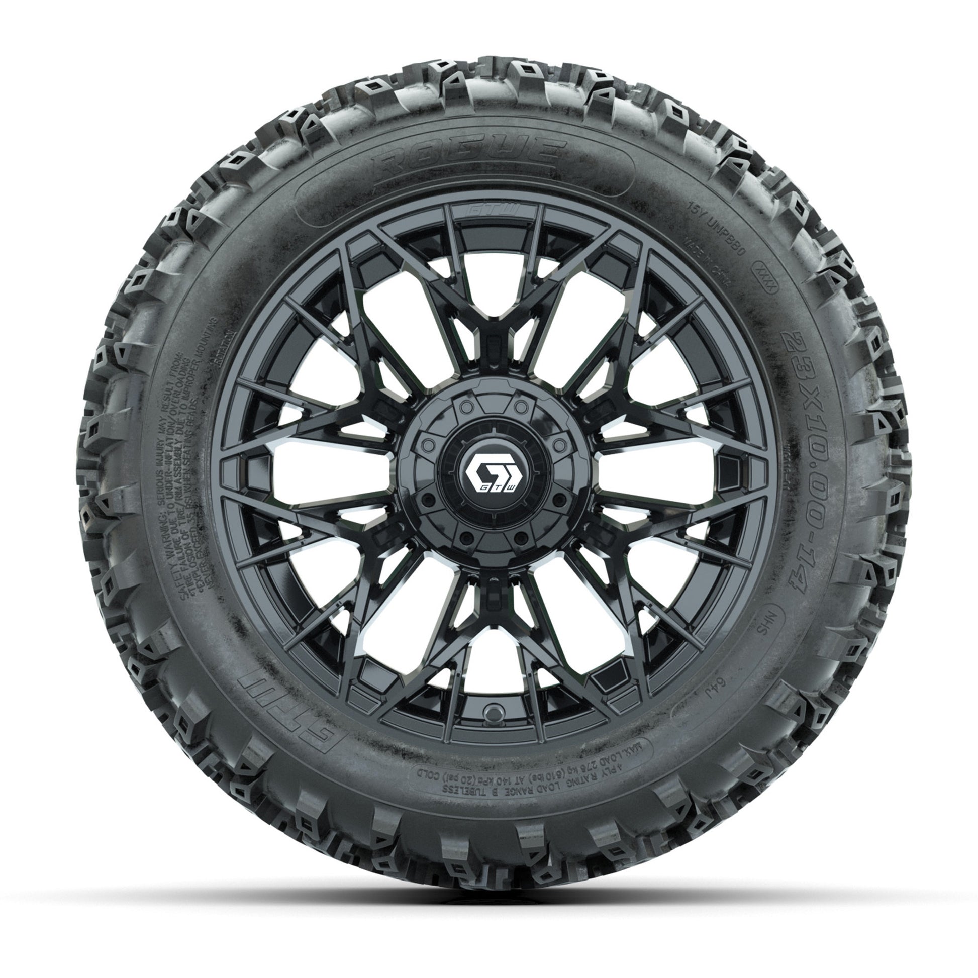 GTW Stellar Black 14 in Wheels with 23x10.00-14 Rogue All Te - front view