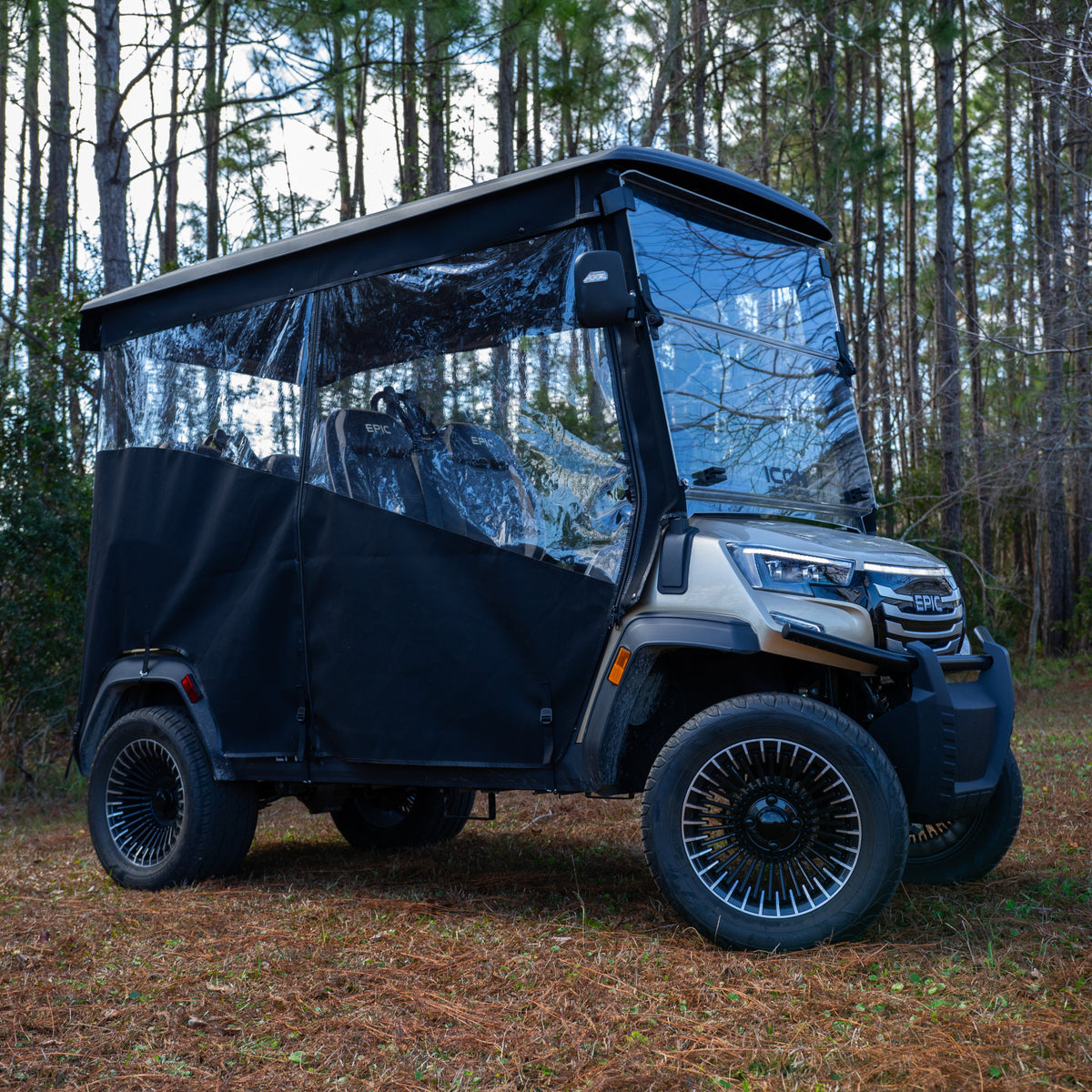 RedDot 4-Forward Seating with OEM Top 3-Sided Track Style Linen Enclosure for ICON & Epic E40FX Golf Carts