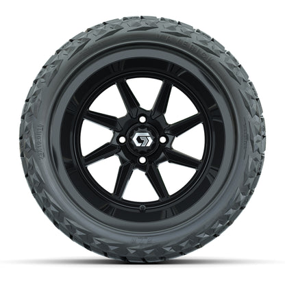 GTW Reaper Gloss Black 15 in Wheels with 23X10-R15 Maverick Steel Belted Radial All-Terrain Tires – Full Set