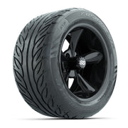 GTW® Godfather Black 14 in Wheels with 255/45-R14 Fusion GTR Steel Belt Radial Street Tires – Full Set