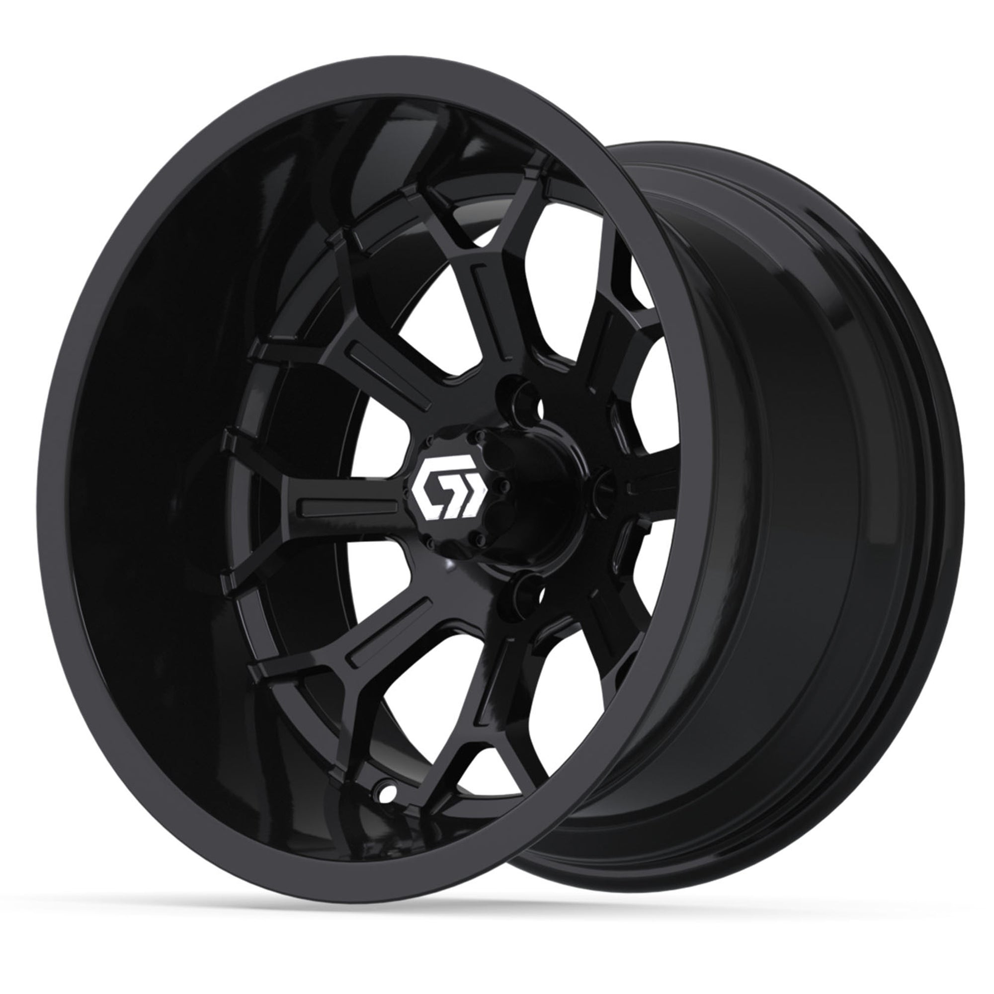 Assault Ultra-Wide 15 inch GTW golf cart wheel - Glossy Black