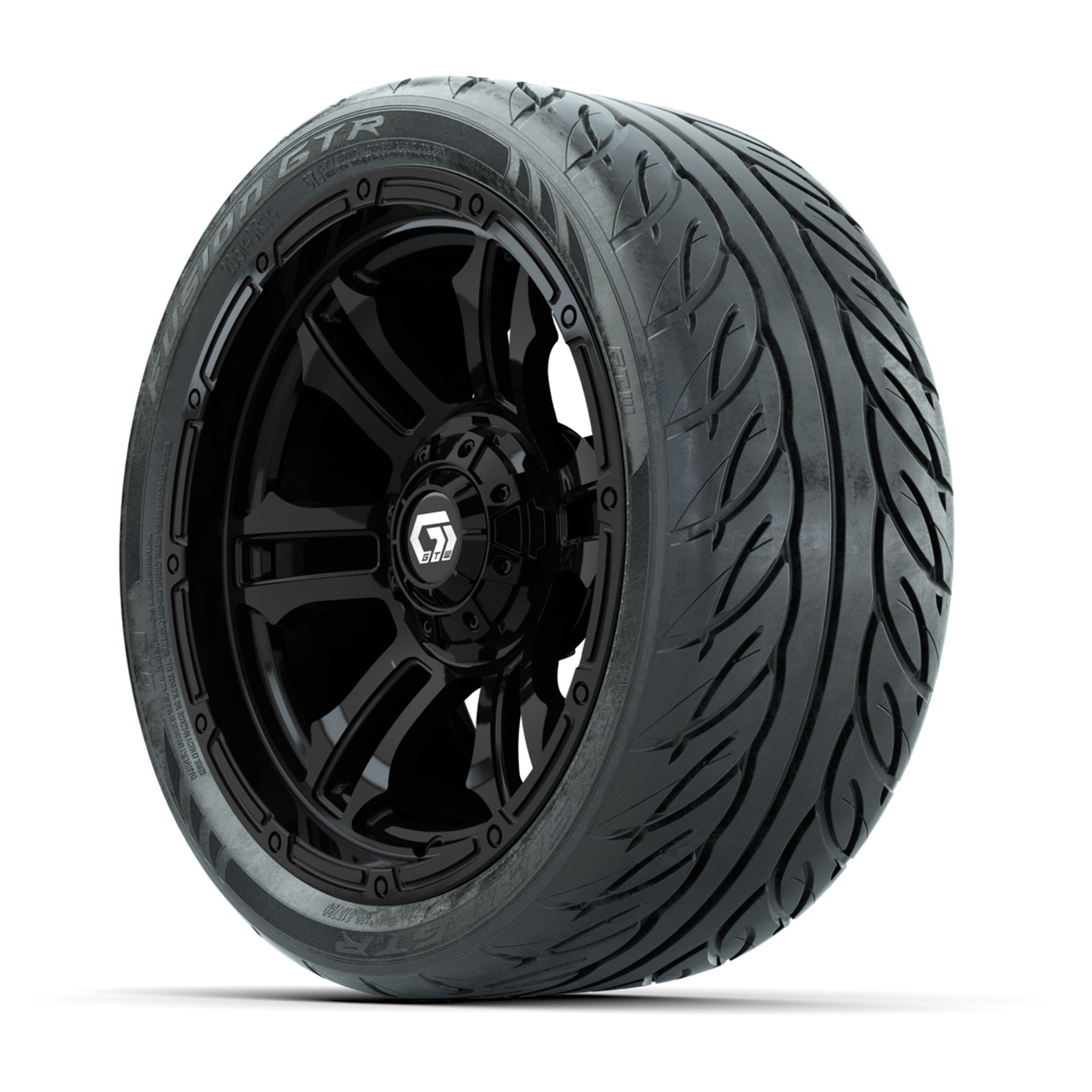 GTW® Shogun Gloss Black 14 in Wheels with 205/40-R14 Fusion  - 3/4 view