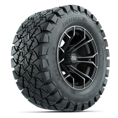 GTW® Spyder Matte Gray/Machined 12 in Wheels with 22X10-12 Timberwolf All-Terrain Tires – Full Set